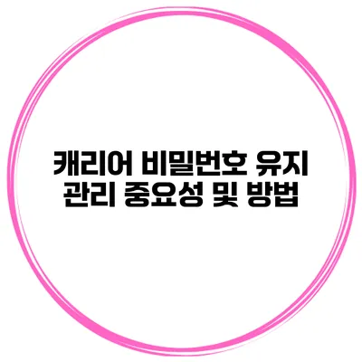 캐리어 비밀번호 유지 관리 중요성 및 방법