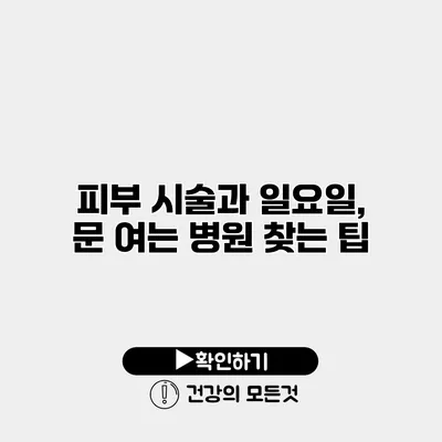 피부 시술과 일요일, 문 여는 병원 찾는 팁