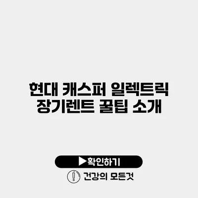 현대 캐스퍼 일렉트릭 장기렌트 꿀팁 소개