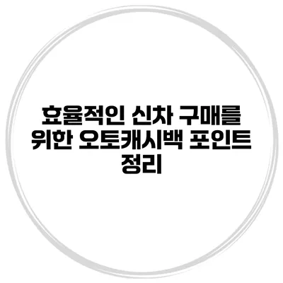 효율적인 신차 구매를 위한 오토캐시백 포인트 정리