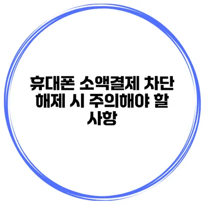 휴대폰 소액결제 차단 해제 시 주의해야 할 사항